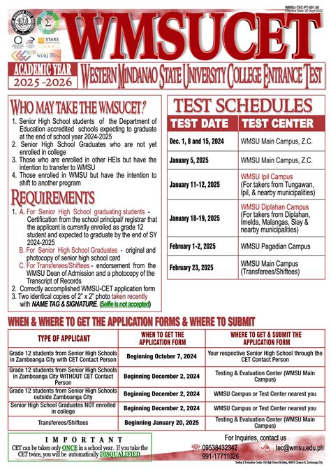 wmsu entrance exam|WMSU CET Schedule 2022, Requirements .